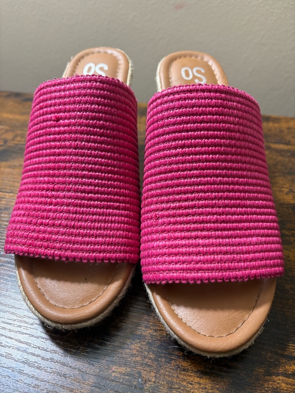 SO Hot Pink Braided Slide Sandals